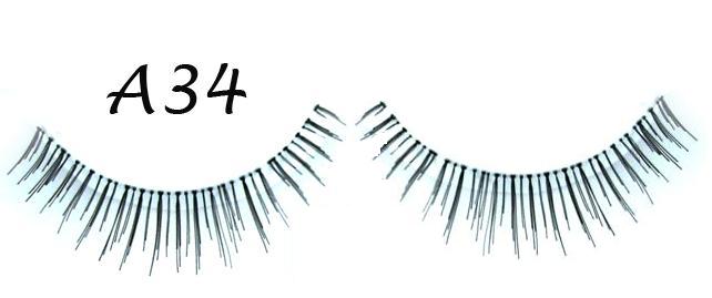 Real Full Black Hand Made Lashes With Flirty Curl #A34