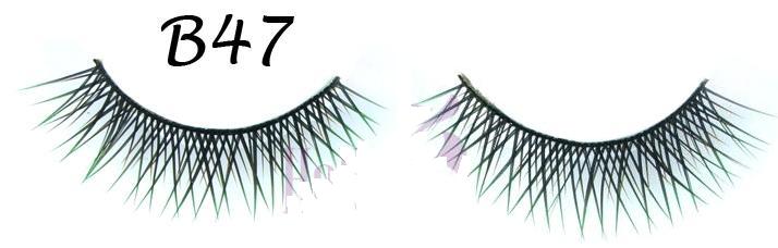 Criss Cross Fake Eyelashes with Green Polished Tips #B47