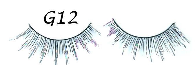 False Eyelash with RhinestoBlack False Eyelashes with Silver Glitter #G12ne #G11