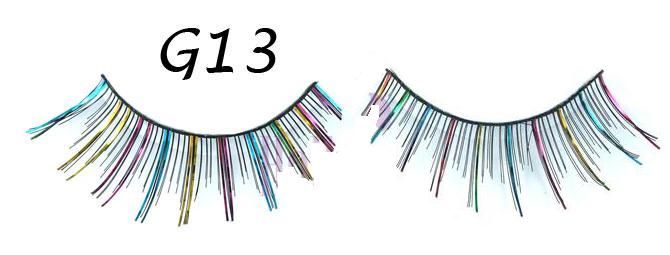 Black False Eyelashes with Colored Glitters #G13