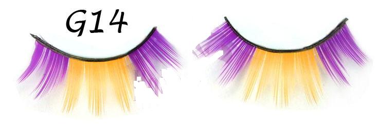 Yellow&Purple Long False Eyelashes #G14