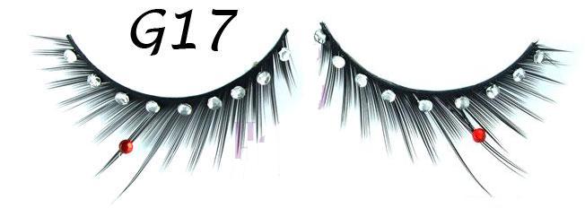 Long Black False Eyelashes with Crystals #G17