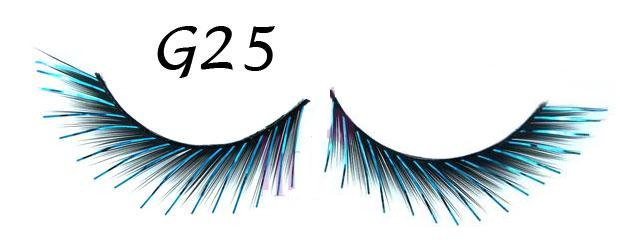 Tapered False Eyelashes with Blue Glitters #G25