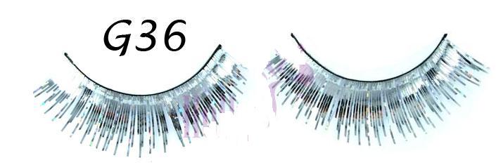 Silver False Eyelashes for Parties #G36