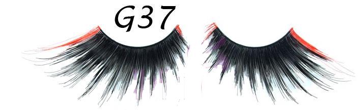 Tapered Black False Eyelashes with Red Corner #G37