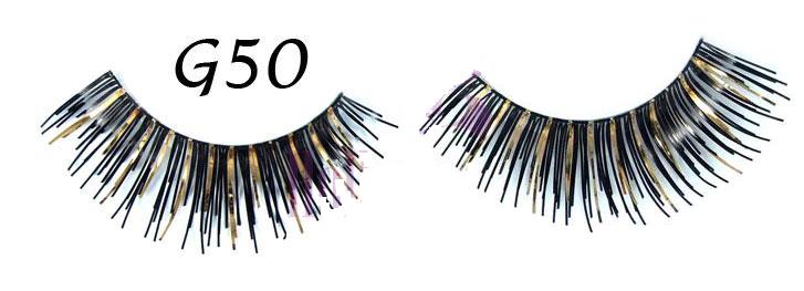 False Eyelashes with Golden Glitters #G50